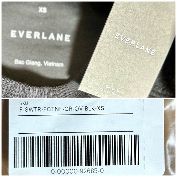 NWT Everlane Black ReNew Fleece Oversized Crew Pullover Teddy, Sizes XS, S, & M - Picture 11 of 14